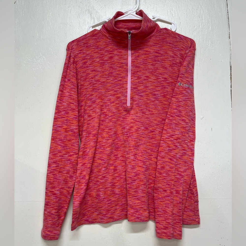 Columbia Vibrant Pink and Orange Quarter-Zip Pullover size large.